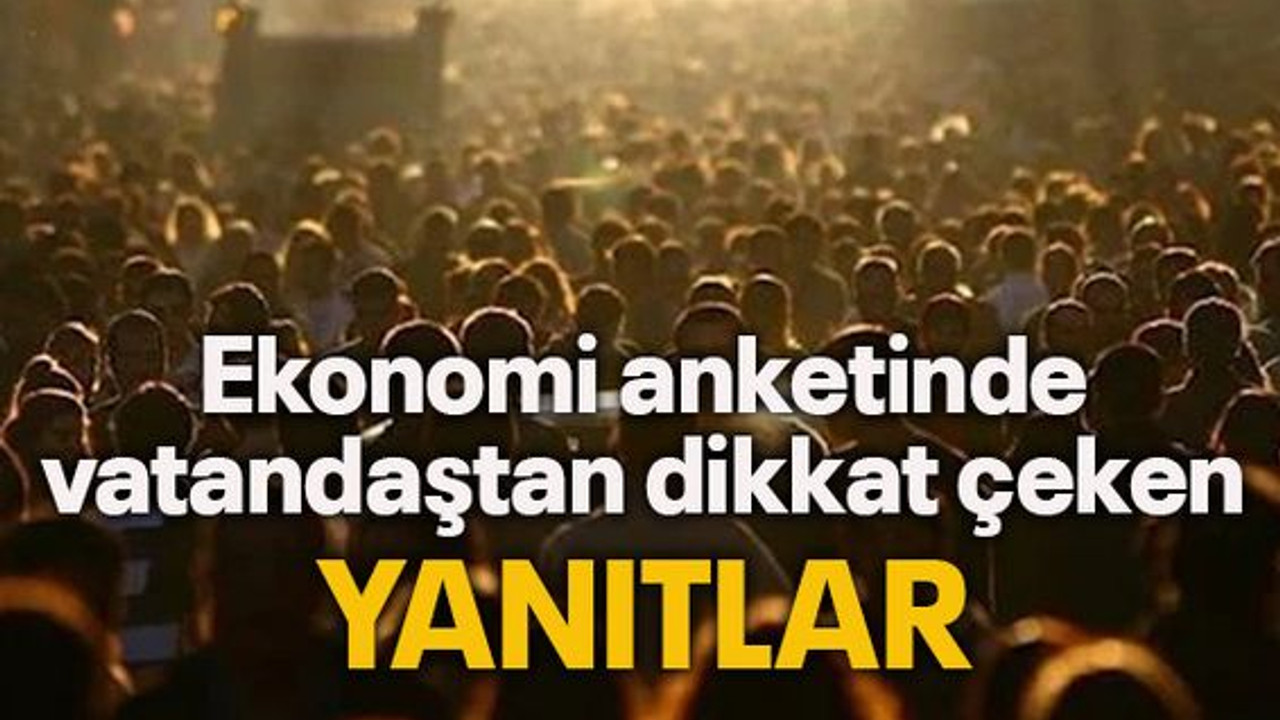 Ekonomi anketinde vatandaştan dikkat çeken YANITLAR